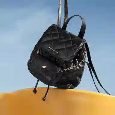 稻草人 百搭菱格小香风 聚氨酯 双肩包 常规 女款 黑色/米白