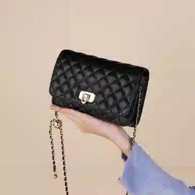 稻草人 优雅小香风菱格 牛皮 小金球链条包 斜挎包 常规 女款 酒红/黑色/米白