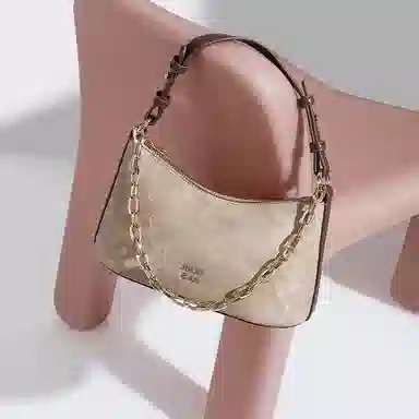 稻草人 法式小众设计链条通勤时尚百搭出游 聚氨酯革 斜挎单肩手提包 女款 牛仔蓝/卡其色