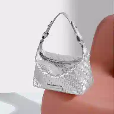 稻草人 精致时尚小众编织休闲百搭高级感轻便通勤实用 聚氨酯革 单肩斜挎手提包 女款 黑色/杏色/银色