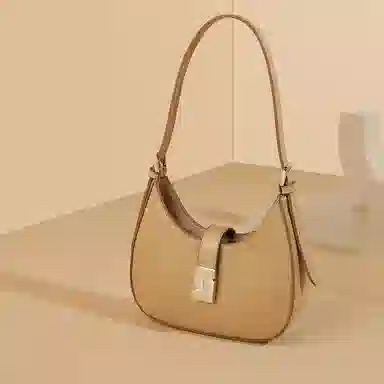 稻草人 韩系时尚简约潮流百搭高级感 聚氨酯革 单肩斜挎包 小号 女款 黑色/杏色/米白