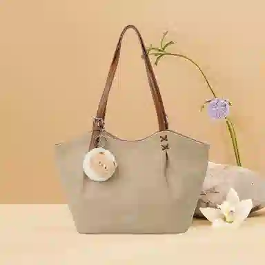 稻草人 美拉德风女大学生琥珀流光系穿搭大容量上课托特包复古精致小巧时尚百搭通勤腋下包 人造革 单肩包 女款 杏色 /卡其