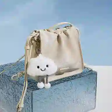 稻草人 设计感褶皱手抓纹 聚氨酯革 单肩包斜挎包 常规 女款 静谧黑/焦糖棕