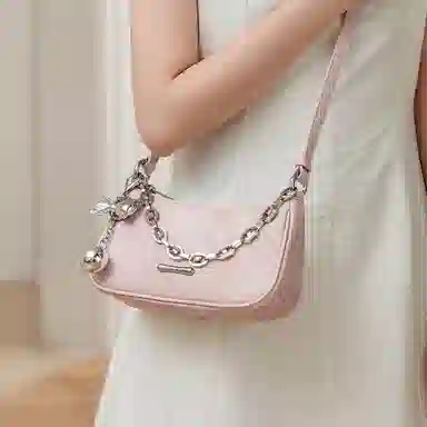 稻草人 时尚百搭甜美少女 编织纹理 聚氨酯革 腋下包斜挎包手提包单肩包 小号 女款 浅蓝/银色