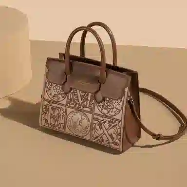 稻草人 高级感优雅国风刺绣妈妈包气质实用通勤 聚氨酯革 斜挎手提包 女款 多色