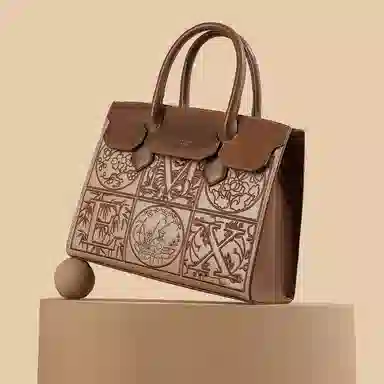 稻草人 高级感优雅国风刺绣妈妈包气质实用通勤 聚氨酯革 斜挎手提包 女款 多色