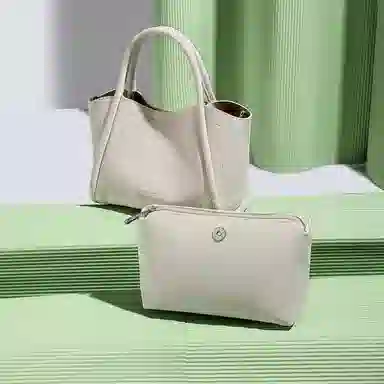 稻草人 高级感百搭经典旅游通勤简约时尚菜篮子包包 聚氨酯革 手提包 女款