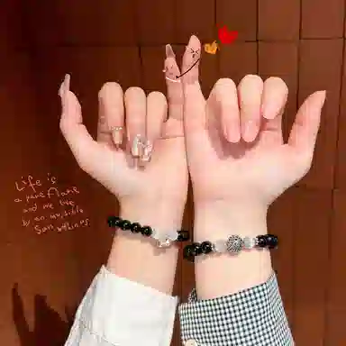 琅风 转运珠新中式高级感小众设计好运铃铛潮流百搭天然 黑曜石 手串 男女同款情侣款