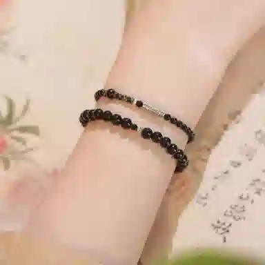 琅风 锦鲤双层转运珠气质百搭高级感轻奢潮流小众设计叠戴百搭 好运 黑曜石 手串 女款