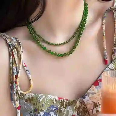 【高品质玉石】 琅风 新中式碧绿串珠国风高级感转运珠时尚气质天然 玉髓 项链 女款