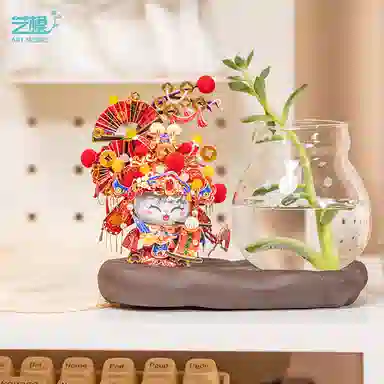 艺模 招财猫财神爷 金属拼装模型 手工摆件 拼图