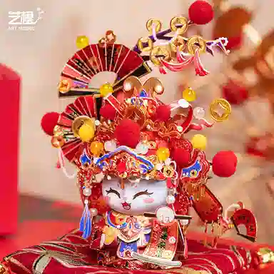 艺模 招财猫财神爷 金属拼装模型 手工摆件 拼图