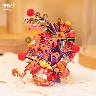 艺模 招财猫财神爷 金属拼装模型 手工摆件 拼图