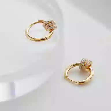 zoo jewel Elegant Gold Triple Ring Earrings S925 Silver