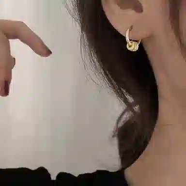 zoo jewel Elegant Gold Triple Ring Earrings S925 Silver