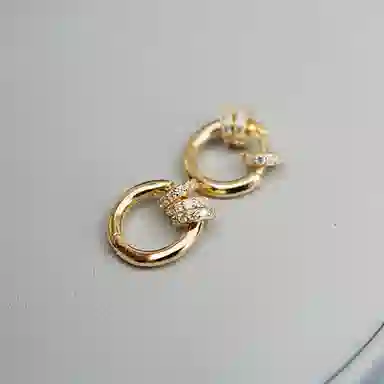zoo jewel Elegant Gold Triple Ring Earrings S925 Silver