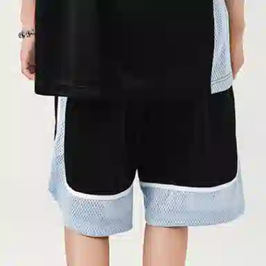 金贝勒 美式复古轻薄透气网眼宽松舒适吸湿排汗速干运动健身跑步五分裤篮球裤 男女同款