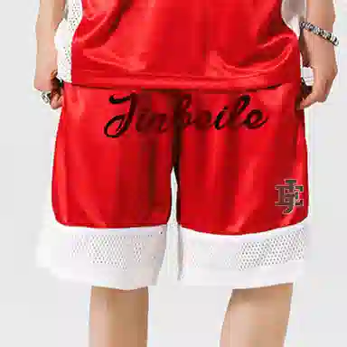 金贝勒 美式复古轻薄透气网眼宽松舒适吸湿排汗速干运动健身跑步五分裤篮球裤 男女同款