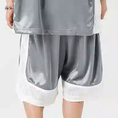 金贝勒 美式复古轻薄透气网眼宽松舒适吸湿排汗速干运动健身跑步五分裤篮球裤 男女同款