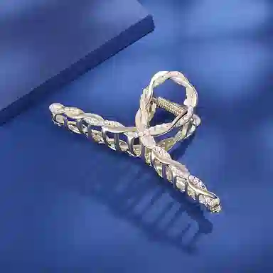 沂茹 抓夹发饰头饰时尚森系精致小众设计感简约优雅甜美气质扭扭珠子交叉大号后脑勺盘发发抓文艺日常百搭通勤 合金 发夹 女款