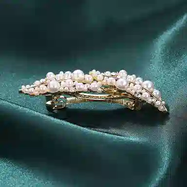 沂茹 森系精致轻奢小众设计感珠子叶子时尚文艺日常通勤百搭气质甜美 人造水晶 发夹 女款