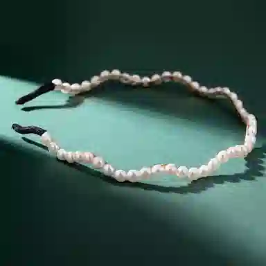 沂茹 少女感优雅淡水珍珠波浪形压发发卡气质头箍合金电镀 淡水珍珠 配件发饰发箍 女款