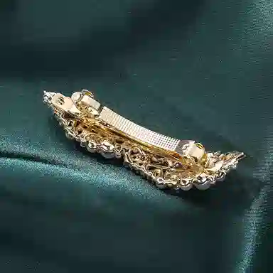 沂茹 森系精致轻奢小众设计感珠子叶子时尚文艺日常通勤百搭气质甜美 人造水晶 发夹 女款