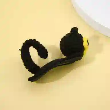 沂茹 秋冬款可爱百搭少女感十足猫咪毛线边夹韩国气质 布艺 发夹发卡刘海夹头饰发饰   女款