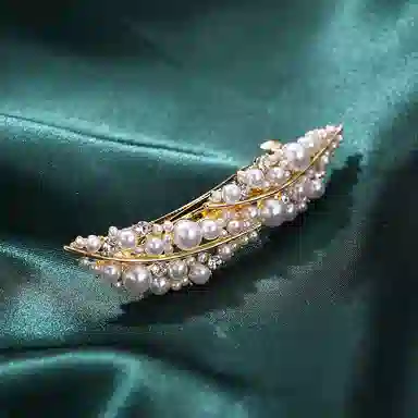 沂茹 森系精致轻奢小众设计感珠子叶子时尚文艺日常通勤百搭气质甜美 人造水晶 发夹 女款