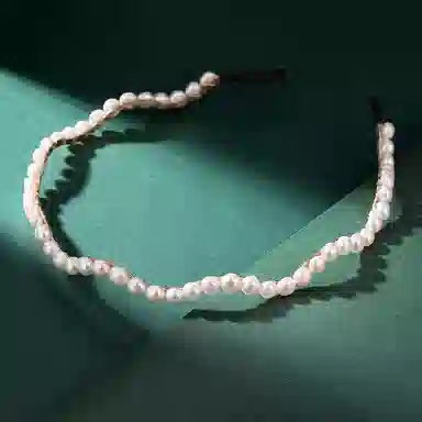 沂茹 少女感优雅淡水珍珠波浪形压发发卡气质头箍合金电镀 淡水珍珠 配件发饰发箍 女款