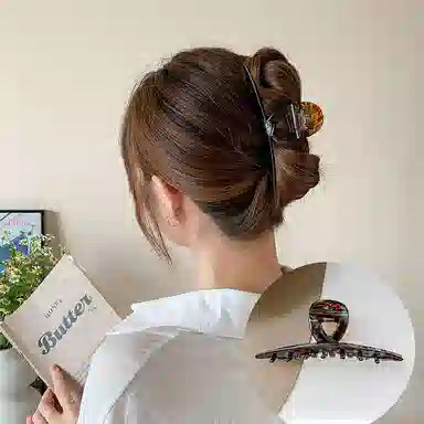 沂茹 复古轻奢感简约蓝咖色气质高级清冷日常通勤头饰优雅配饰 醋酸板材 发饰抓夹 女款