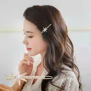 沂茹 简约闪耀少女水钻发夹刘海夹一字夹侧边夹星星发卡发饰头饰女款配饰