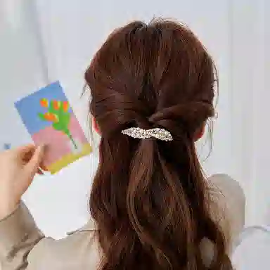 沂茹 森系精致轻奢小众设计感珠子叶子时尚文艺日常通勤百搭气质甜美 人造水晶 发夹 女款