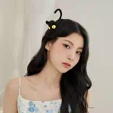 沂茹 秋冬款可爱百搭少女感十足猫咪毛线边夹韩国气质 布艺 发夹发卡刘海夹头饰发饰   女款