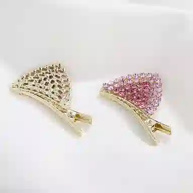 沂茹 轻奢优雅韩版时尚甜美气质高级精致猫耳朵水钻简约气质可爱边夹 发夹 女款