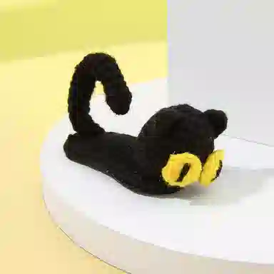 沂茹 秋冬款可爱百搭少女感十足猫咪毛线边夹韩国气质 布艺 发夹发卡刘海夹头饰发饰   女款