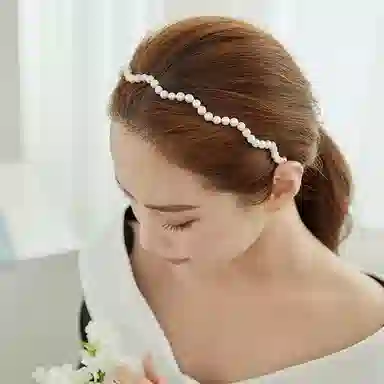 沂茹 少女感优雅淡水珍珠波浪形压发发卡气质头箍合金电镀 淡水珍珠 配件发饰发箍 女款