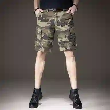 贵色 休闲百搭潮牌简约五分裤直筒薄款宽松弹力工装短裤 男女同款