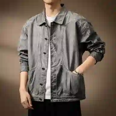 贵色 秋季 日系潮流百搭阿美咔叽风重磅脏染复古外套男士潮牌高街痞帅拼接口袋设计日常穿搭休闲翻领工装上衣夹克 宽松型 男女同款