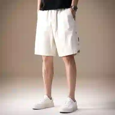 贵色 夏季 时尚高端轻奢撞色拼接侧边纽扣设计感休闲男士潮牌美式复古高街痞帅日常出行穿搭宽松五分裤工装短裤 直筒松紧腰 男女同款