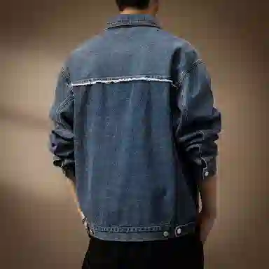贵色 秋季 美式潮流复古高街痞帅重磅男士潮牌时尚百搭水洗做旧耐磨休闲猎装工装夹克上衣牛仔外套 宽松型 男女同款