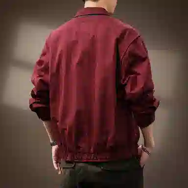 贵色 主题系列 美式复古系列  翻领纯色拉链夹克外套 男款