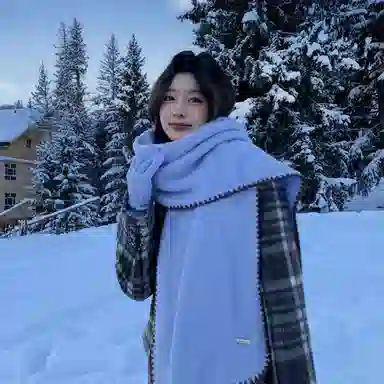 心水好物 羊毛混纺 韩系冬季氛围感锁边保暖防寒软糯亲肤 绒线围巾 男女同款情侣款