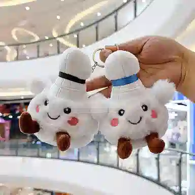 心水好物 可爱网红羽毛球运动搭子小毛绒玩具公仔卡通包包钥匙扣挂饰 聚酯纤维 挂件 男女同款情侣款