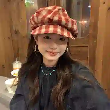 心水好物 英伦风复古格子纹显脸小时尚百搭 棉 贝雷帽 男女同款情侣款