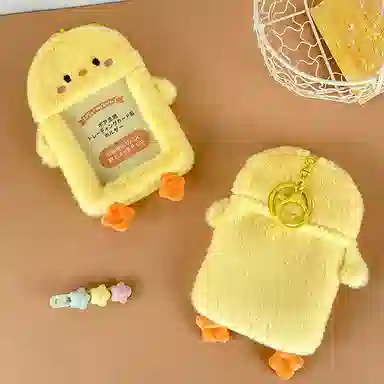 心水好物 韩版小黄鸡卡套照片收纳包饭卡公交卡小鸡卡包挎包 毛绒 挂件 男女同款情侣款