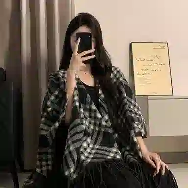 心水好物 名媛风双面经典英伦风外搭高级感保暖流苏围巾斗篷 聚酯纤维 披肩 女款