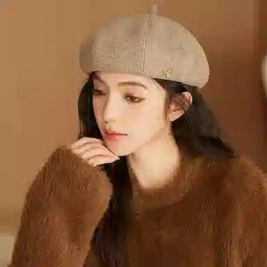 心水好物 英伦风小众设计感轻奢感街头美拍复古八角帽时尚百搭画家帽显脸小 聚酯纤维 贝雷帽 女款