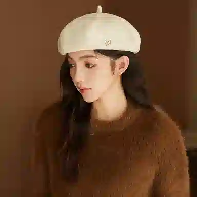 心水好物 英伦风小众设计感轻奢感街头美拍复古八角帽时尚百搭画家帽显脸小 聚酯纤维 贝雷帽 女款