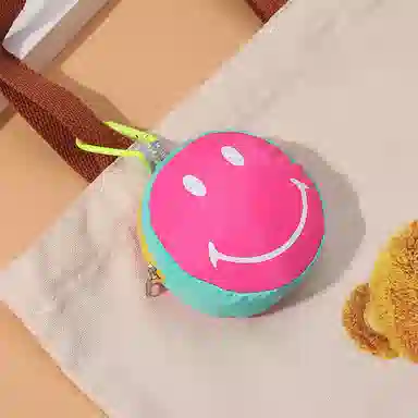 心水好物 卡通糖果色笑脸包迷你纯色钥匙包包零钱收纳包多功能外挂书包背包 涤纶 挂件 男女同款情侣款